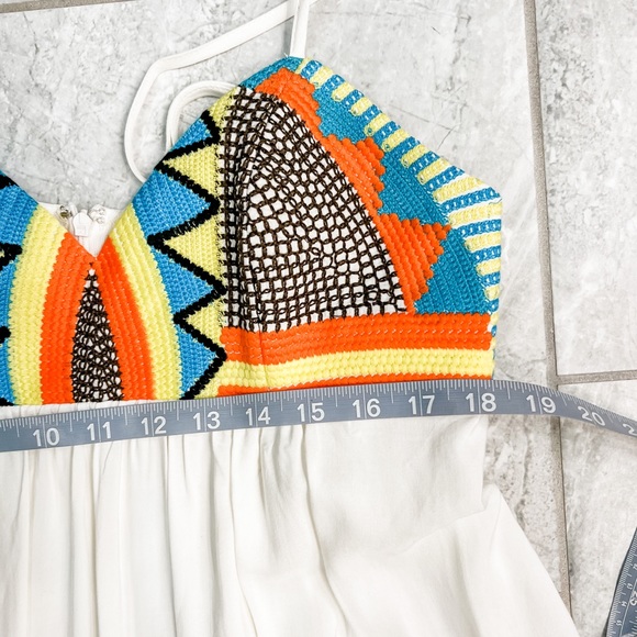 Love Stitch White Strappy Sundress Orange Blue Embroidered Chest Design Size Med - Picture 9 of 11